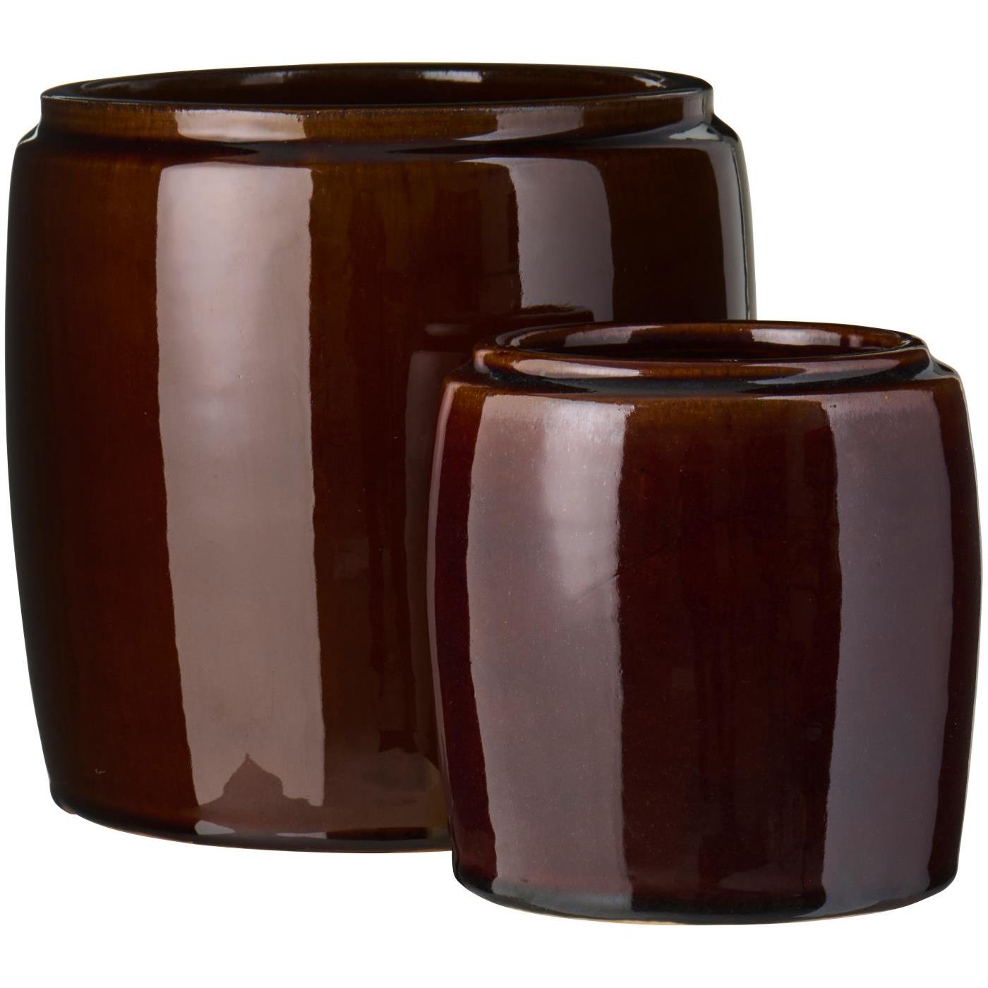 Blomster krukke i brun keramik fra Ib Laursen