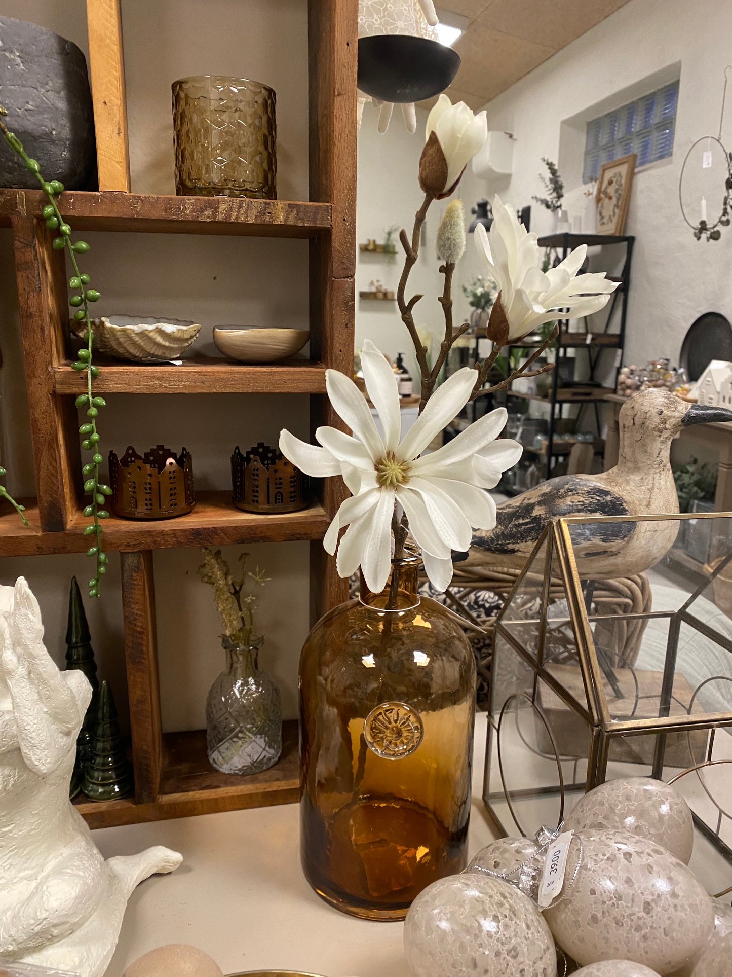 Kunstig Stjernemagnolie stilk i hvid