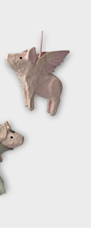 Håndlavet gris i papmache fra XO Handcraft