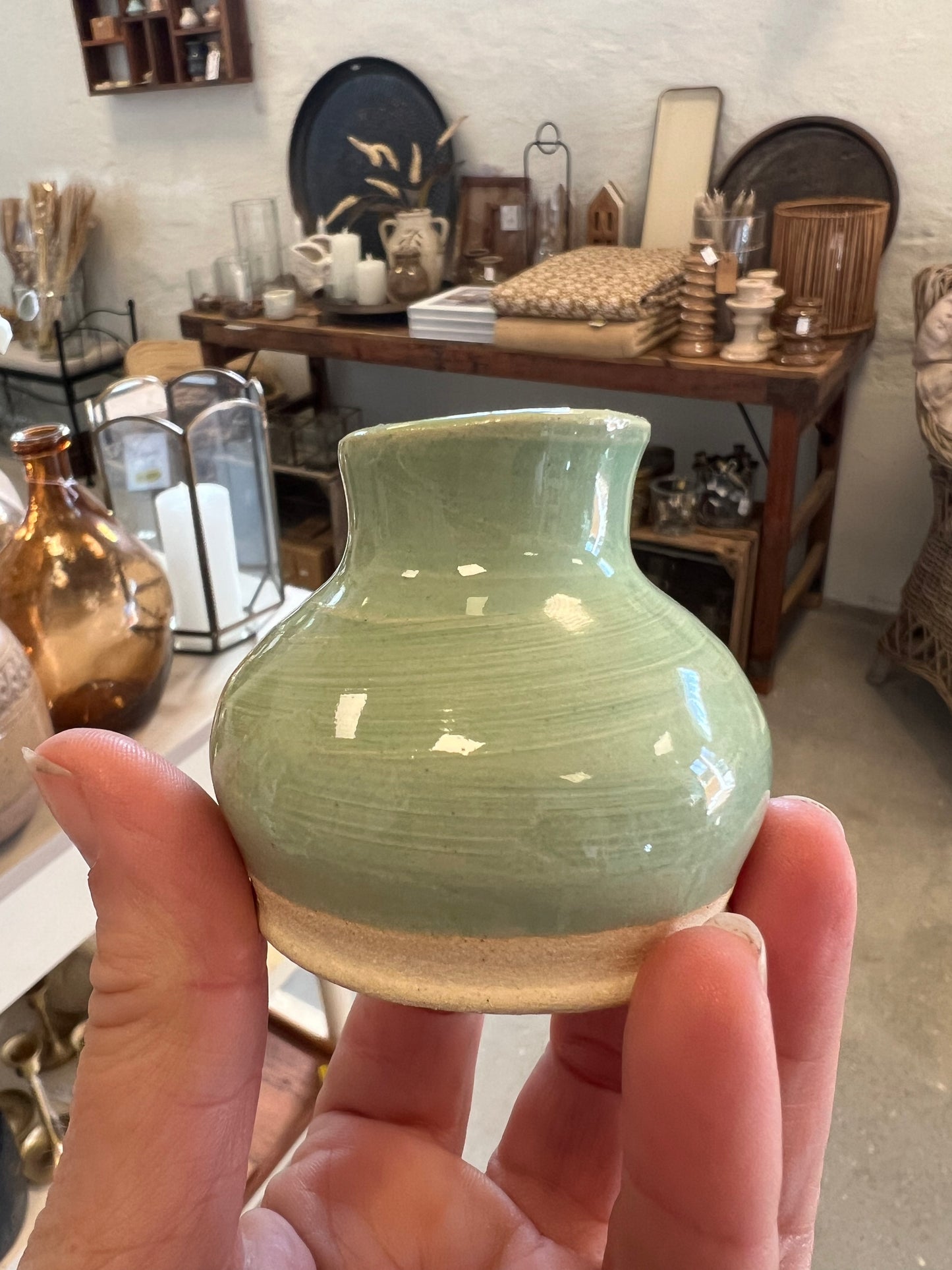 Lille keramik vase - Grøn