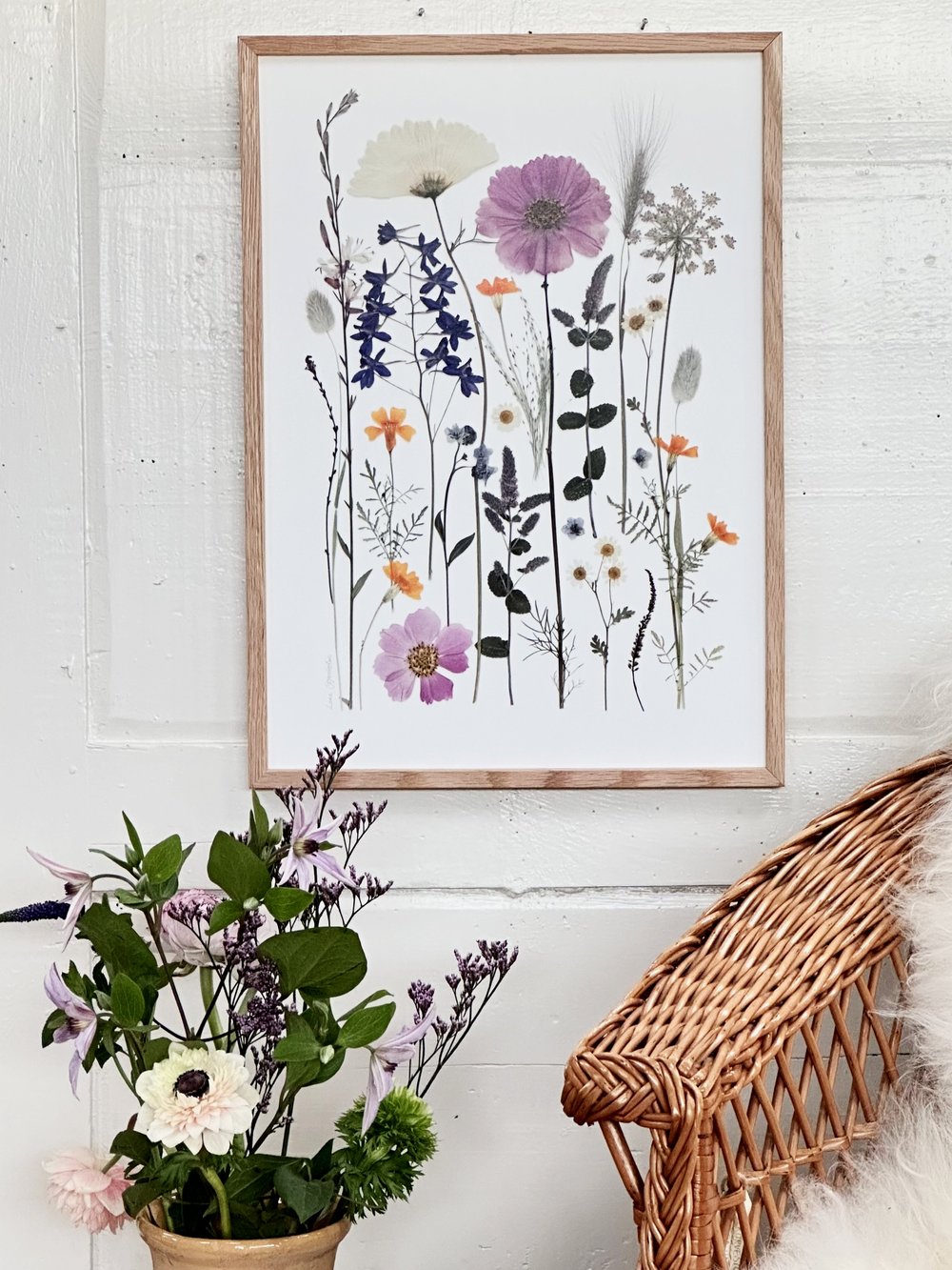 Stort plakat med vilde blomster til ophæng