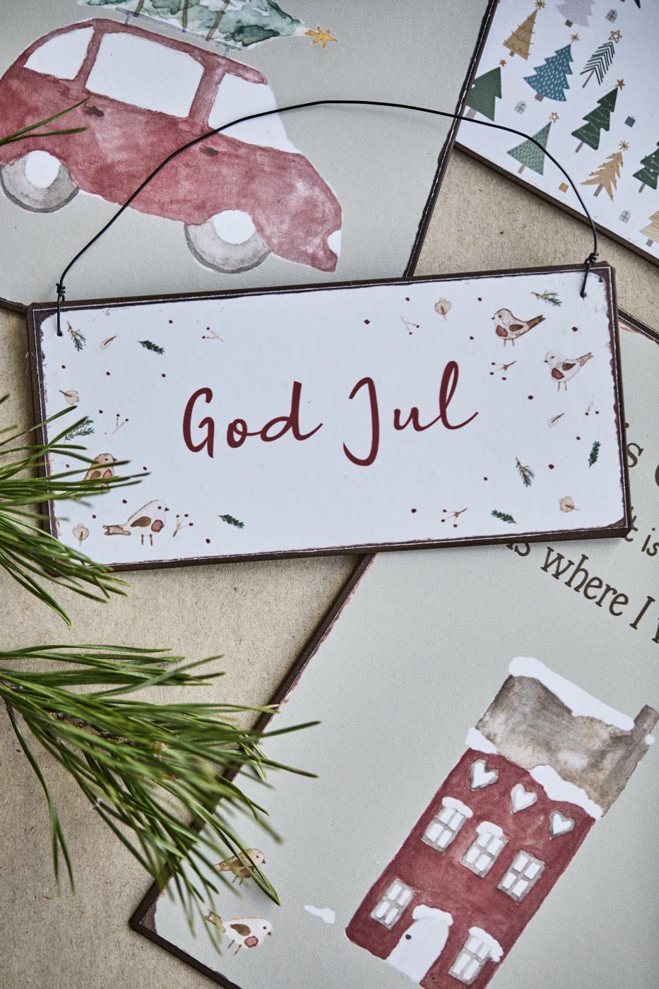 Skilt til ophæng med God Jul fra Ib Laursen