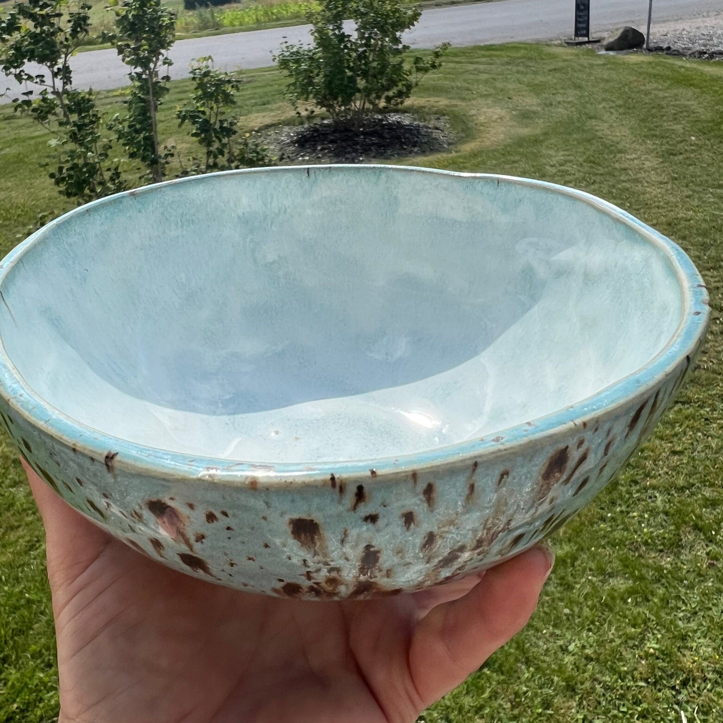 Keramik skål - grøn/blå