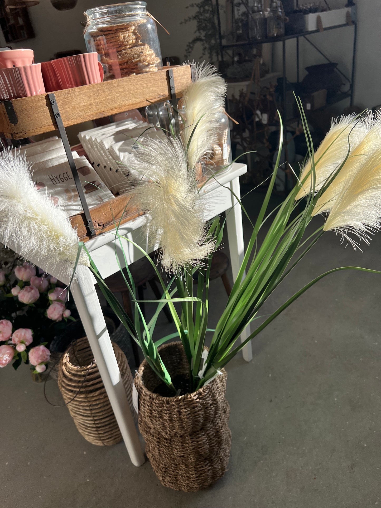 Kunstig pampasgræs stilk til høje krukker