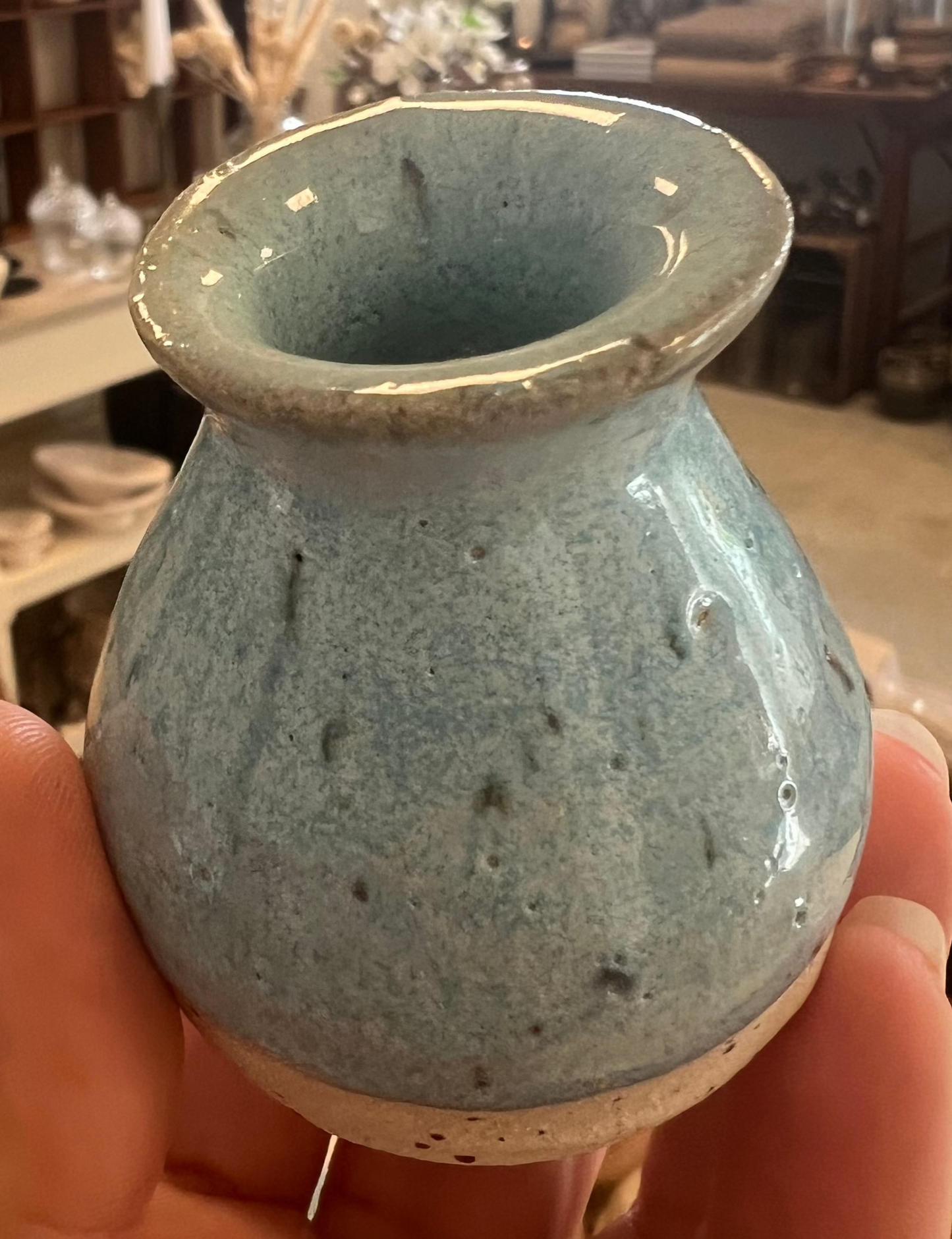 Blå brun vase fra Vangs keramiske værksted