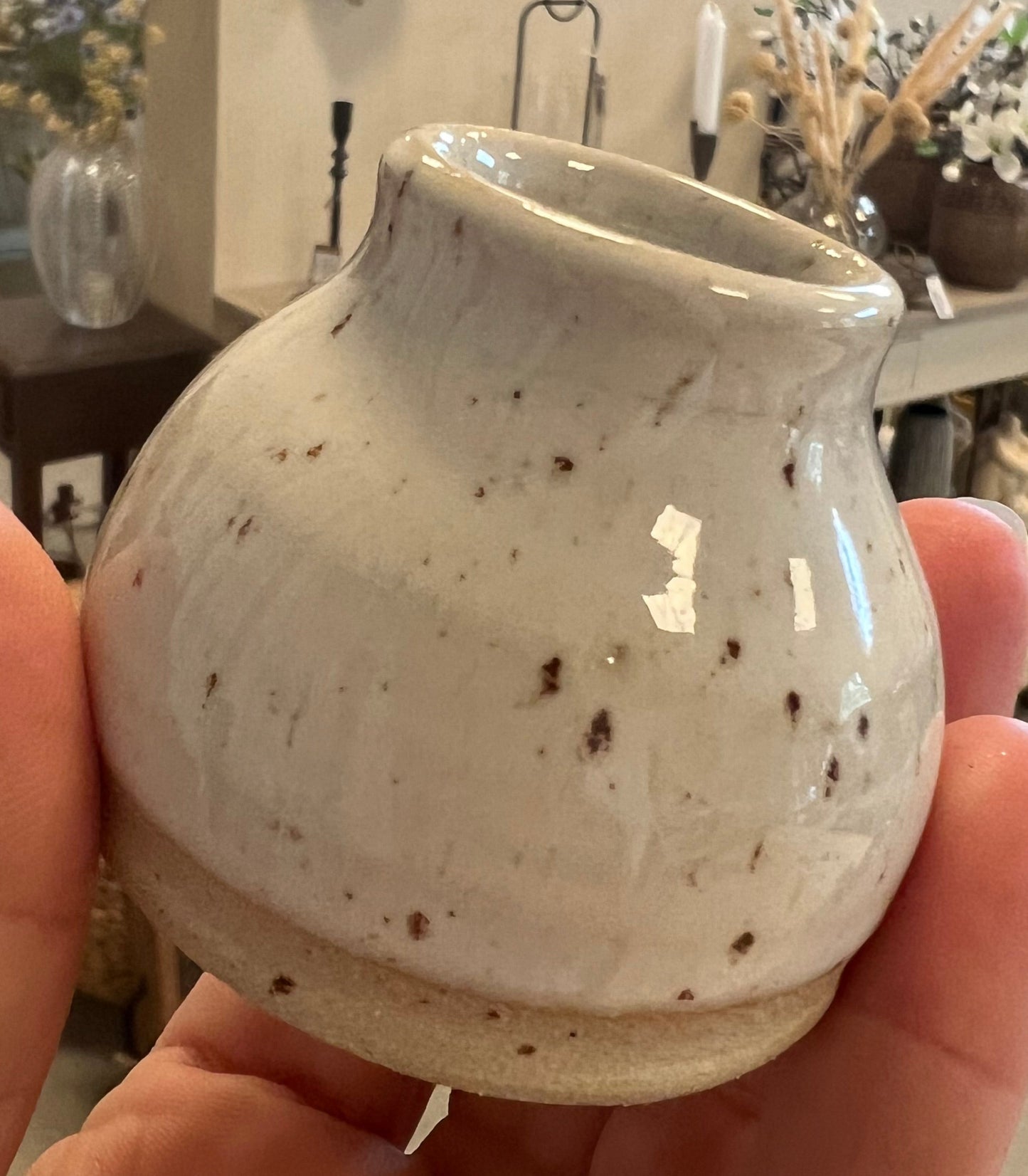 Rund keramik vase fra Vangs keramiske værksted