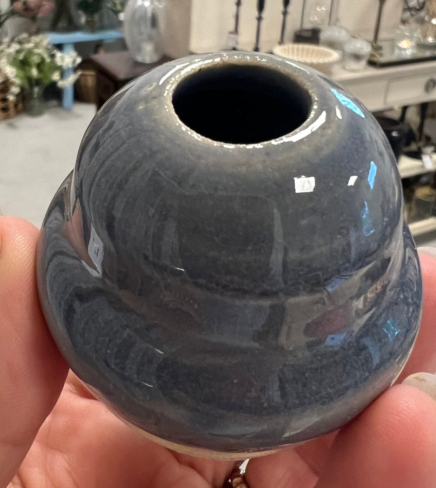 Blå keramik vase fra Vangs keramiske værksted