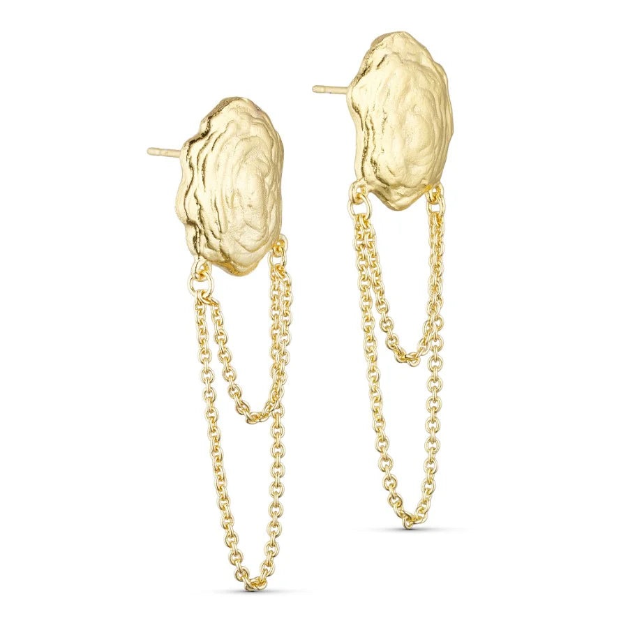 Store ørering I guld med kæder fra Pure by Nat