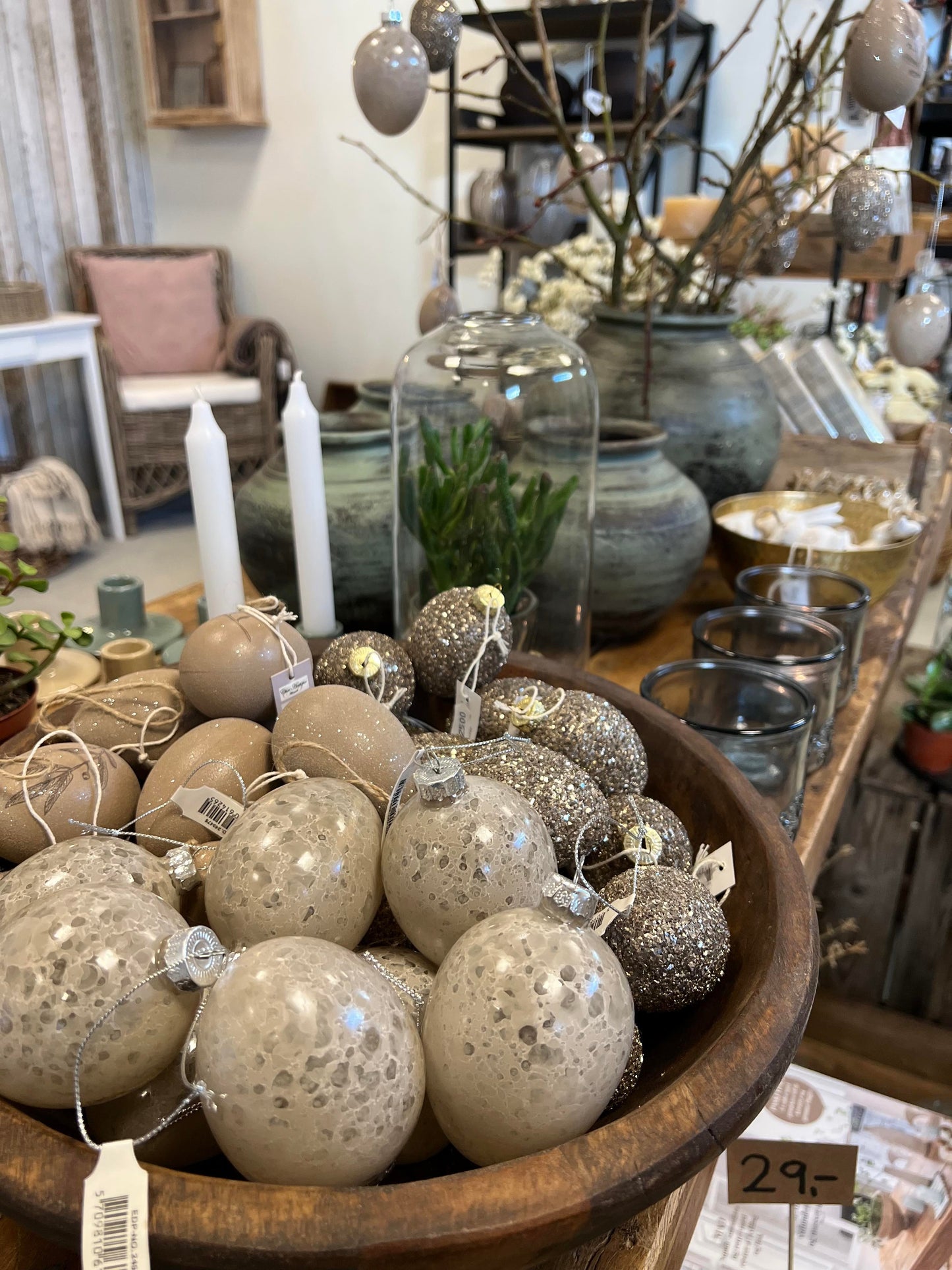 Påskeæg i glas til ophæng i rosa og sølv fra Lauvring