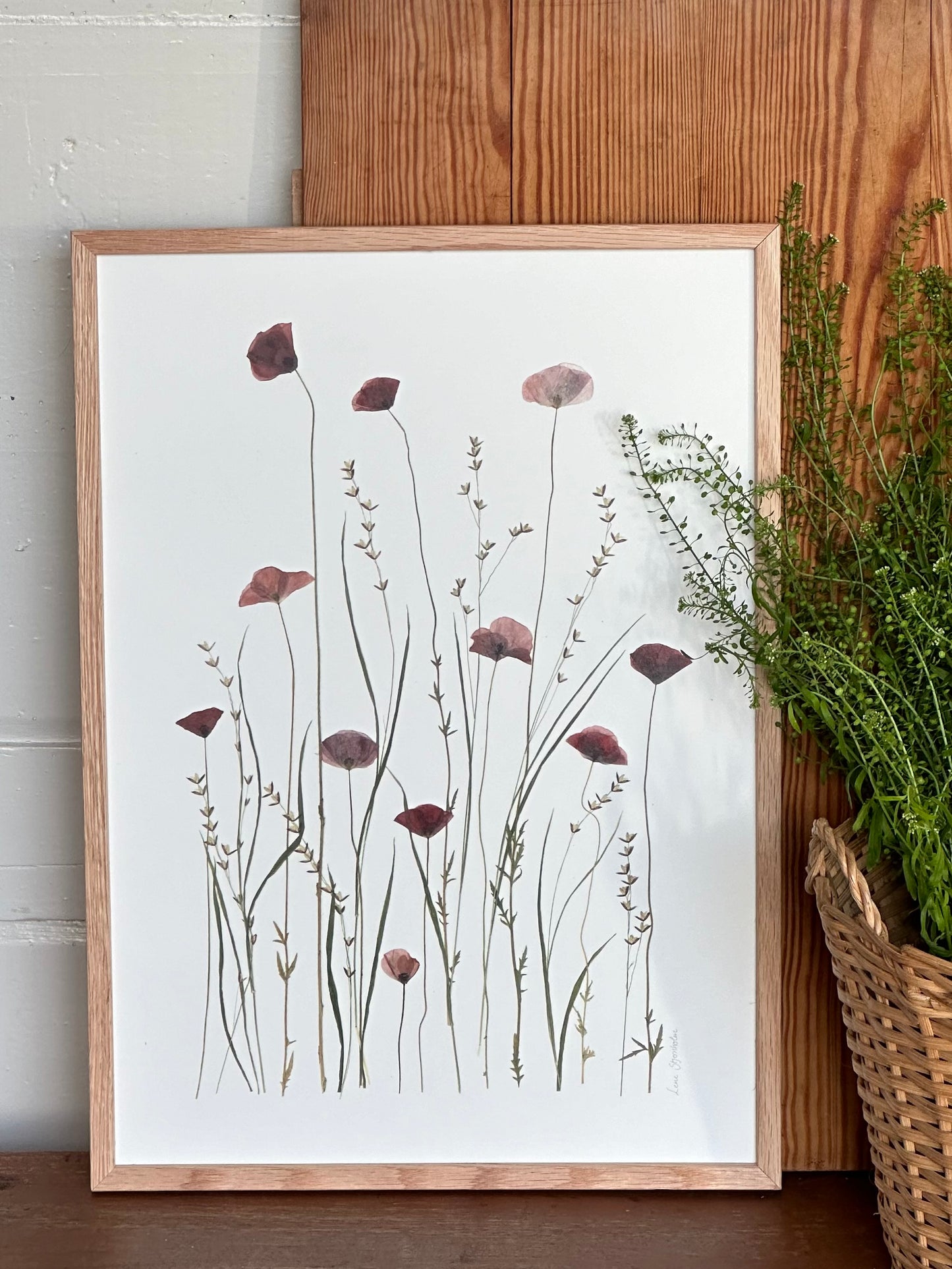 Plakat i rosa nuancer fra Blomsterpresseriet
