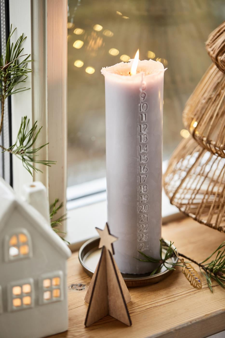 Lille lysbakke i messing til kalenderlys