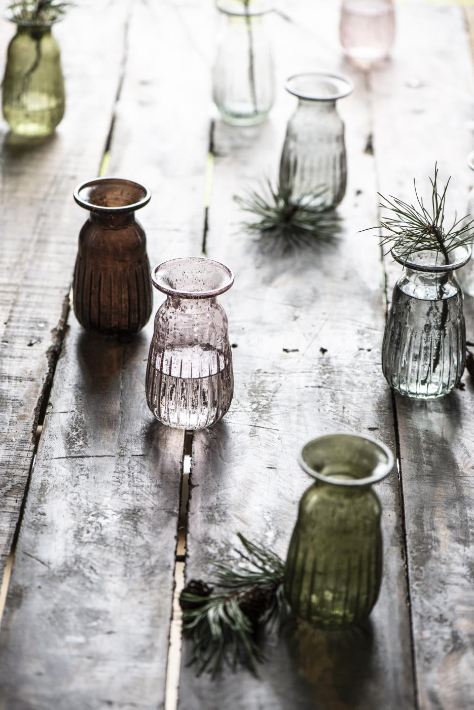 Bordeaux hyacintvase i pebbled glas