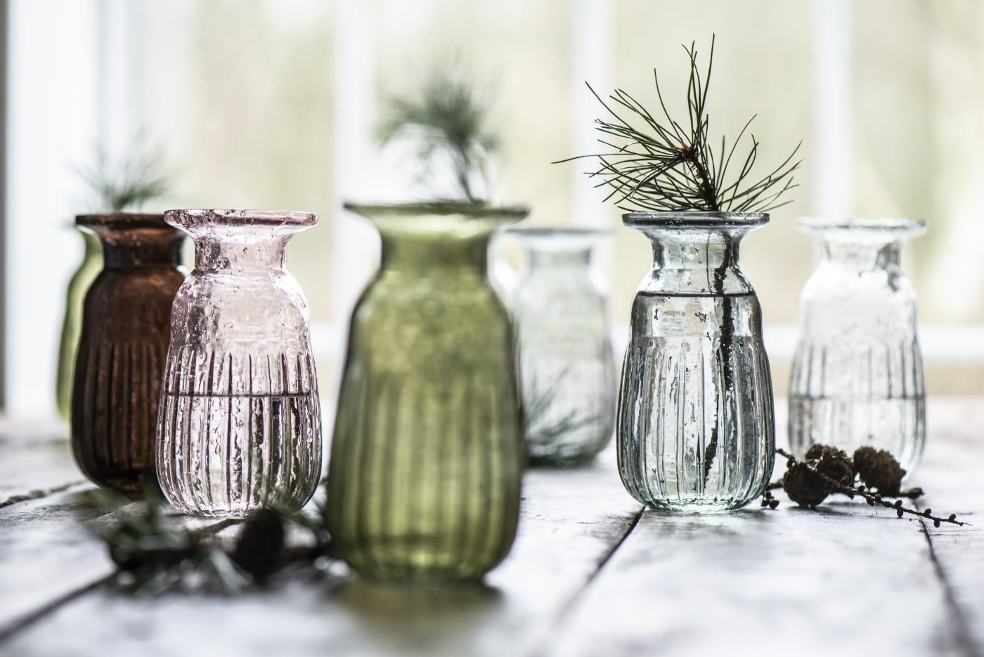 Bordeaux hyacintvase i pebbled glas