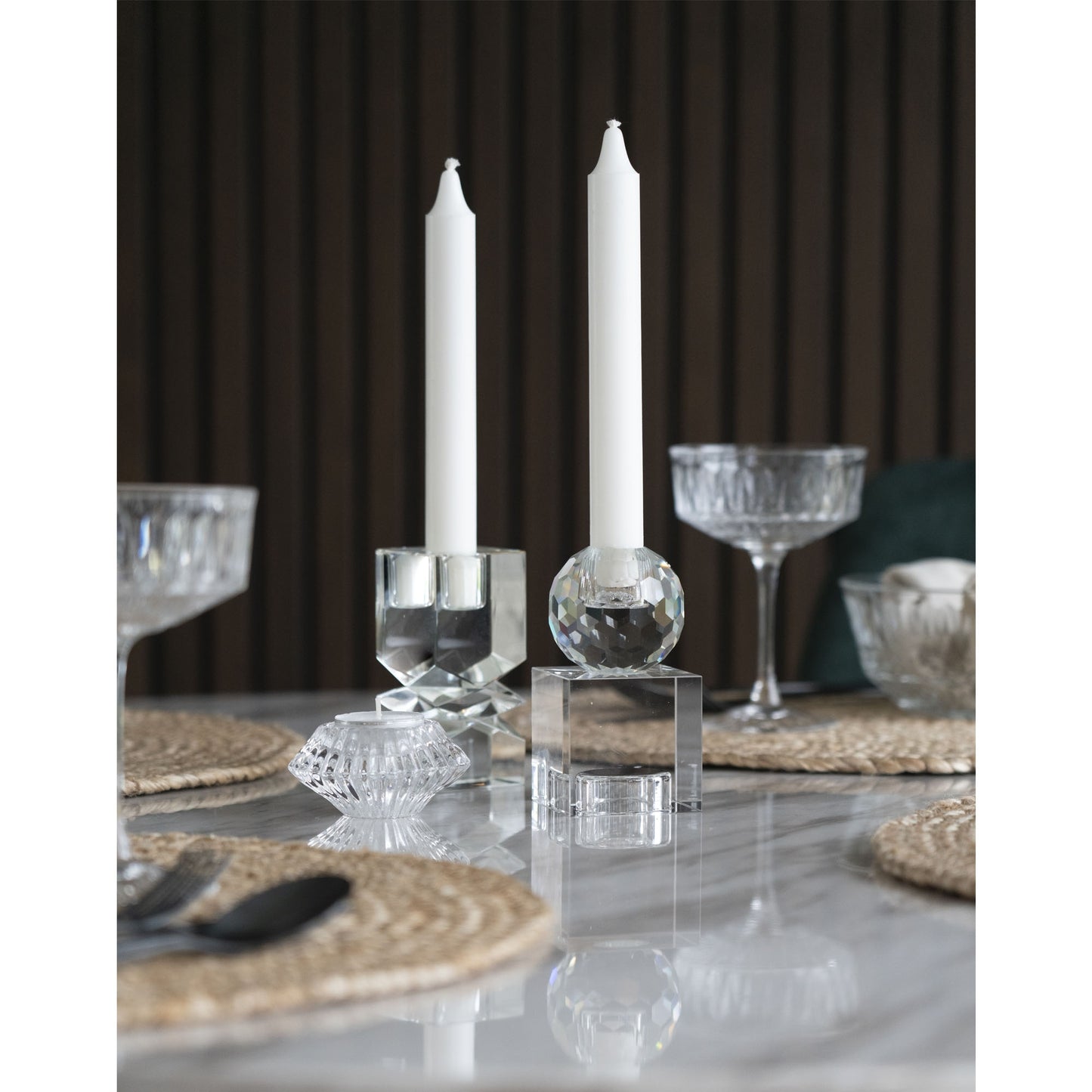 Lysestage i klar glas