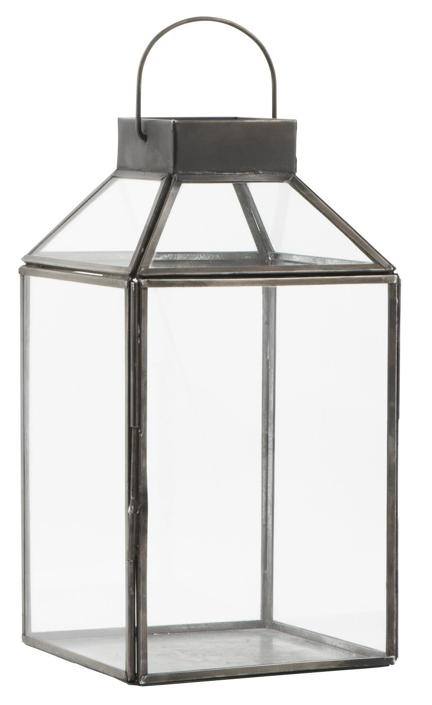 Firkantet lanterne i glas og metal - Stor