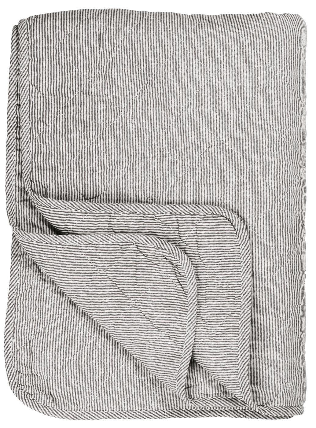 Quilt med hvide og mørkegrå striber