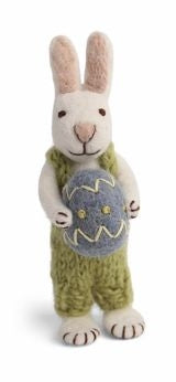 Gry & Sif - Kanin i filt med grønne overalls