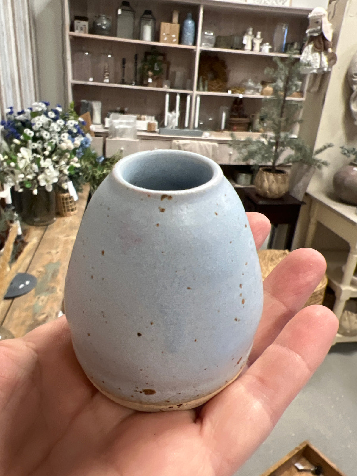 Lille keramik vase - Lyseblå