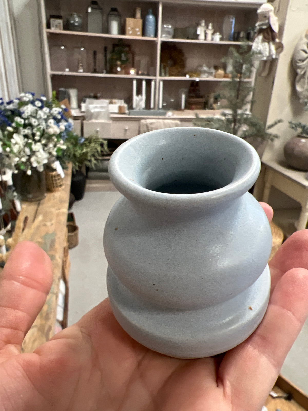Lille keramik vase - Lyseblå