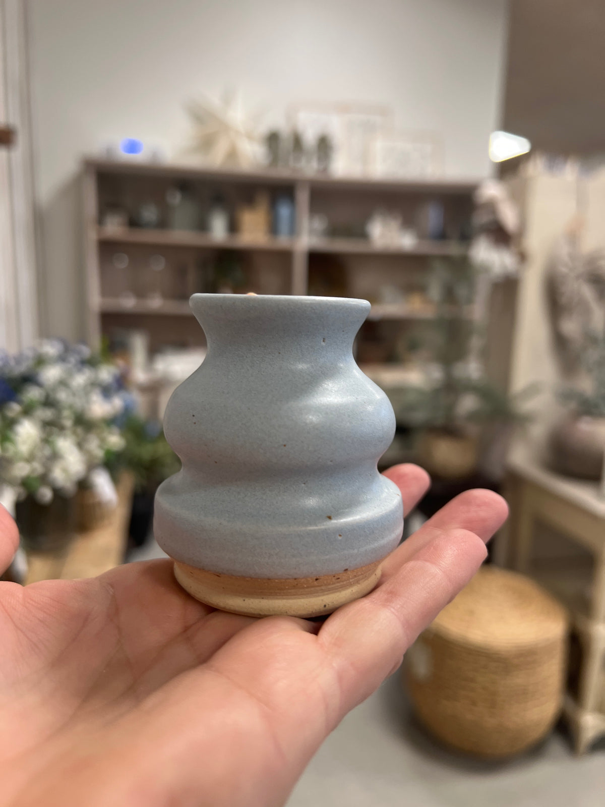 Lille keramik vase - Lyseblå