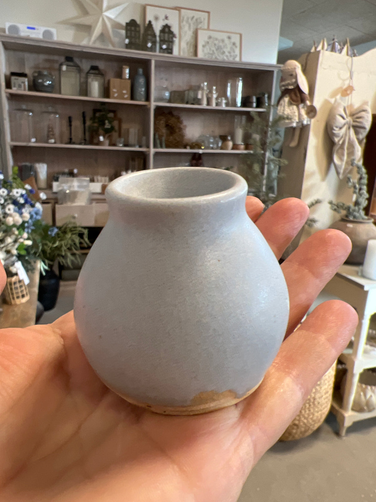 Lille keramik vase - Lyseblå