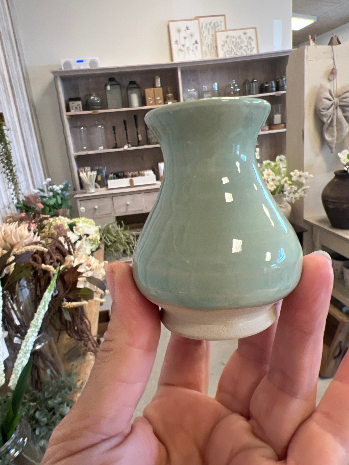Lille grøn keramik vase