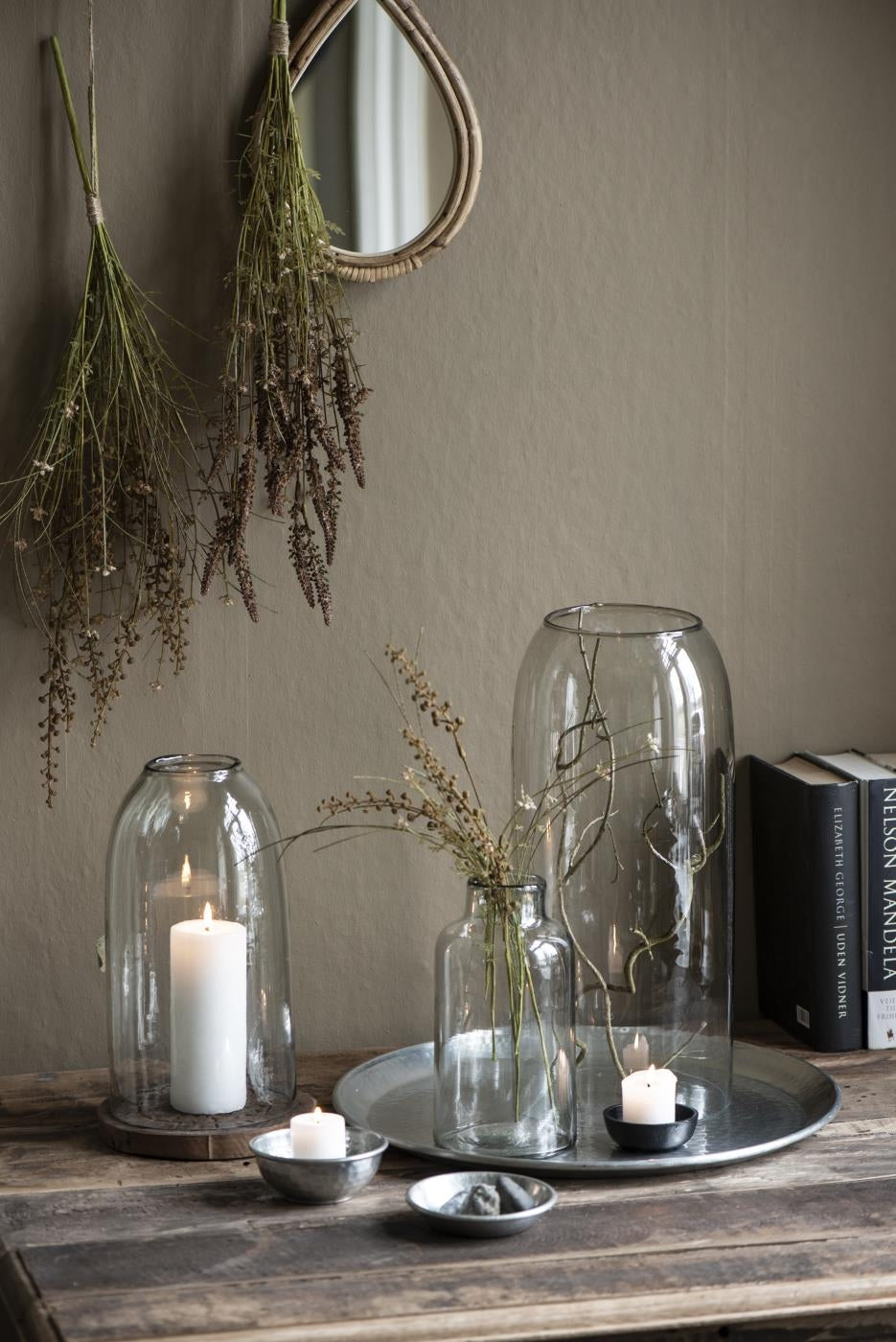 Sølv dekorationsfad til lys og blomster fra Ib Laursen