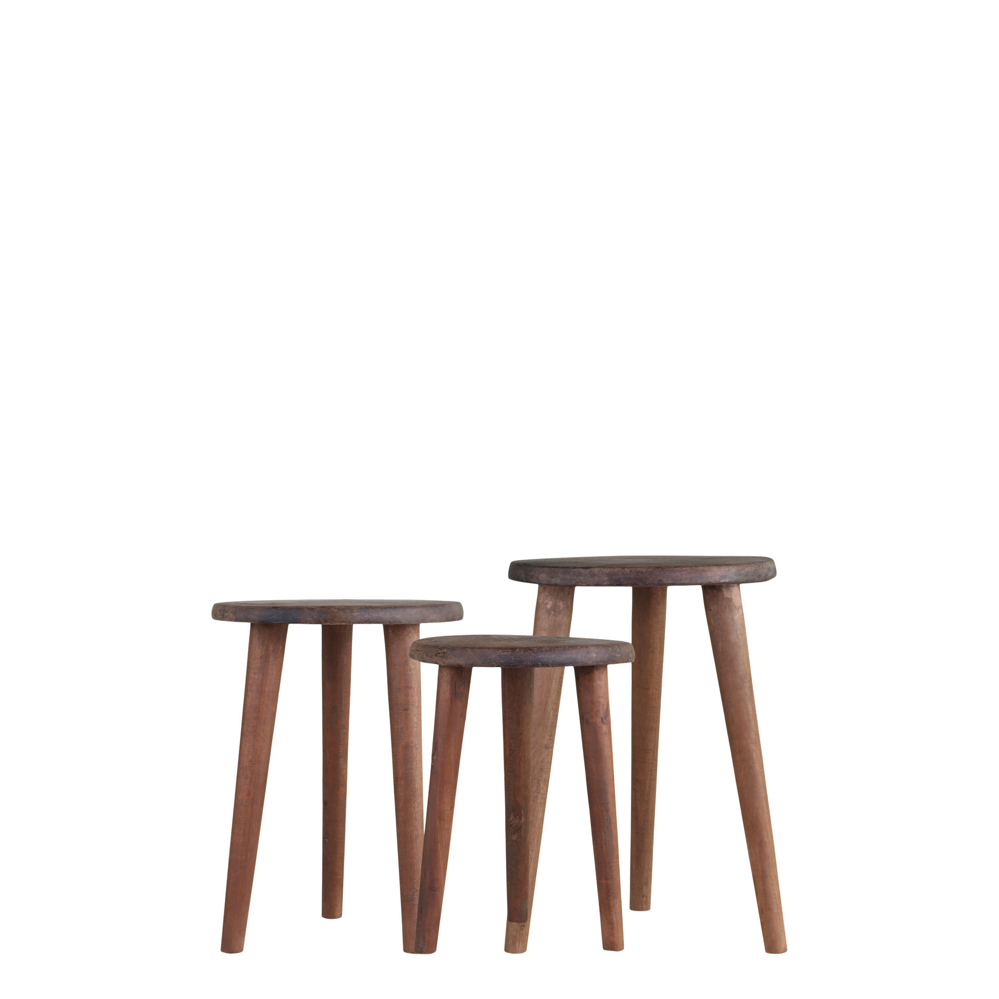 Taburet i unika træ i tre størrelser fra Chic Antique