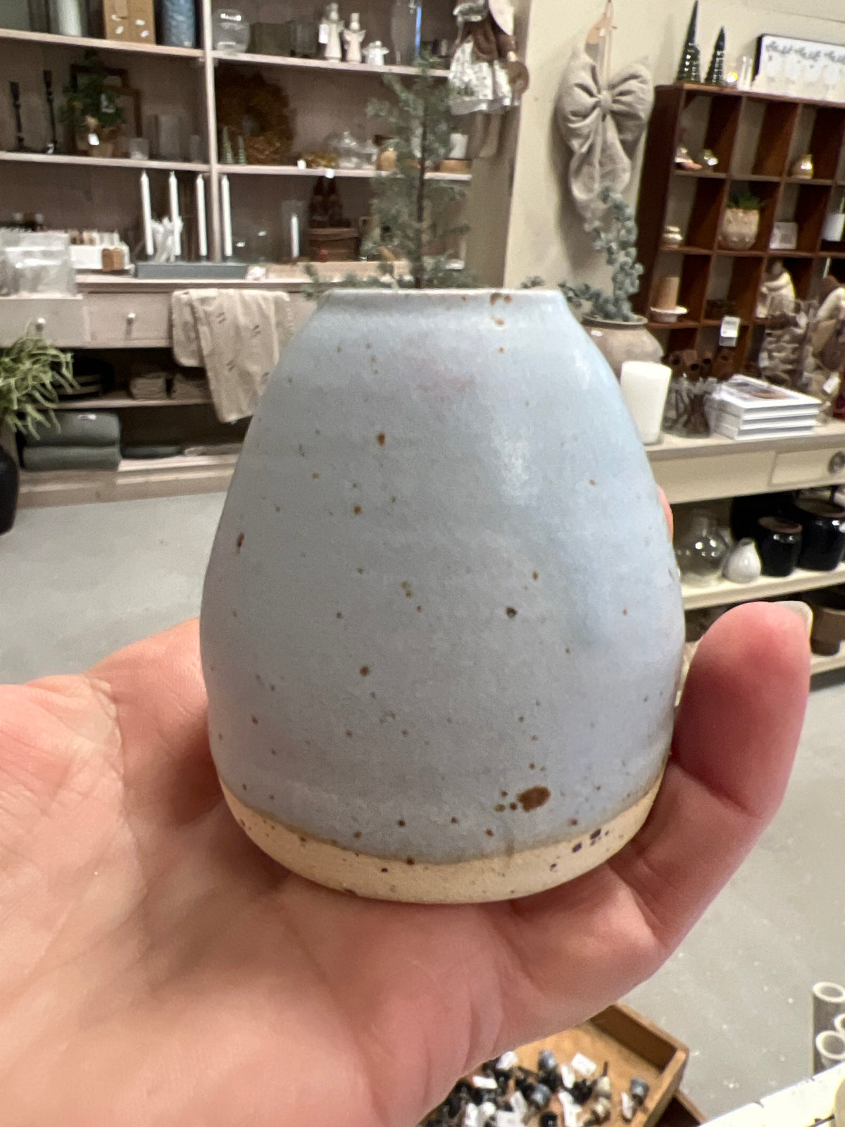 Lille keramik vase - Lyseblå