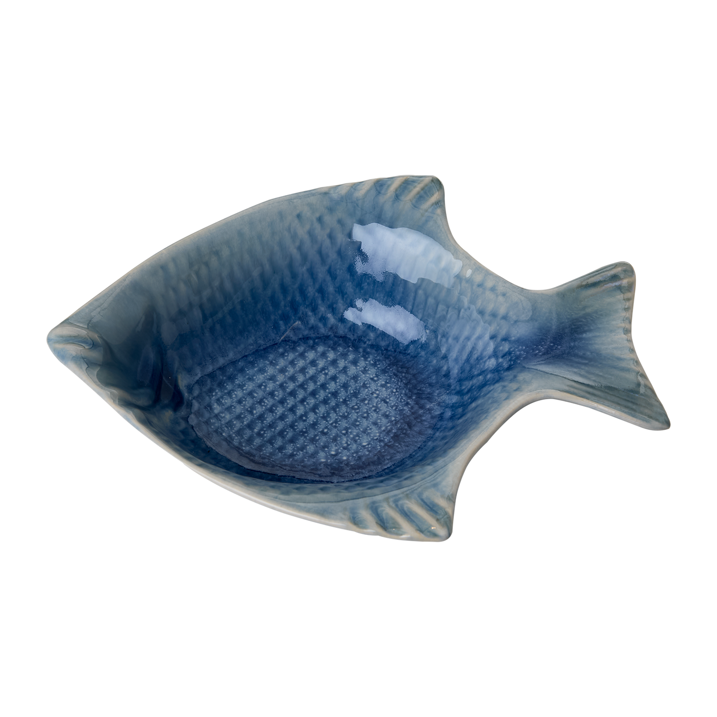 Skål i stentøj formet som en fisk i blå - dekorativ skål 25,5 cm - Affari of Sweden