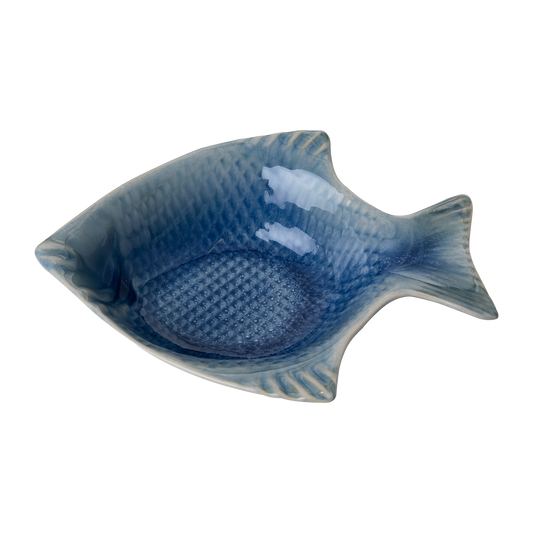 Skål i stentøj formet som en fisk i blå - dekorativ skål 25,5 cm - Affari of Sweden