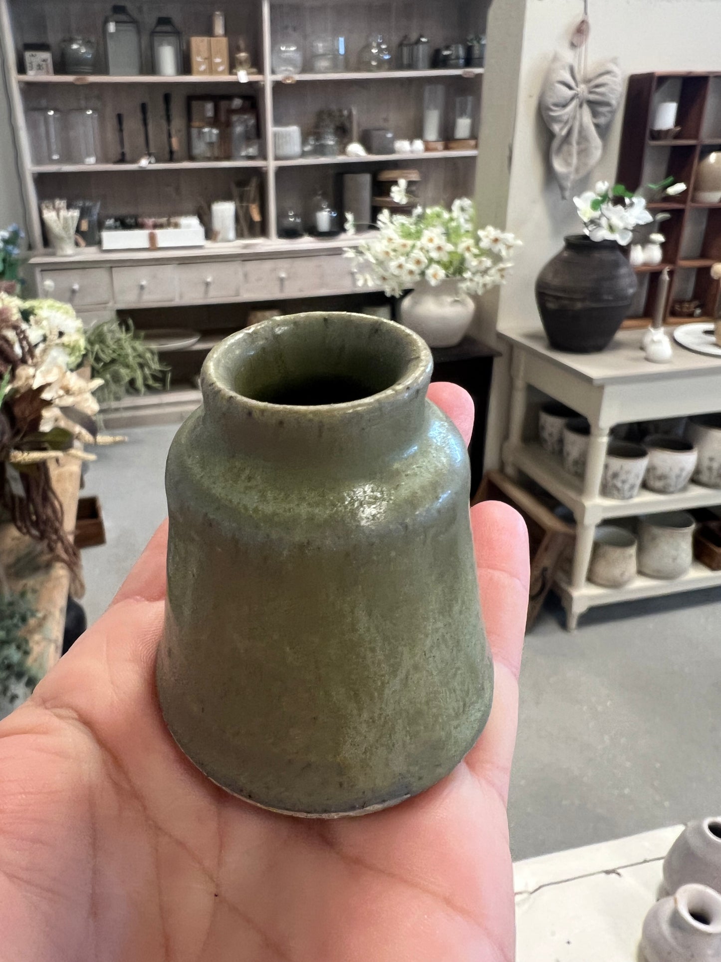 Lille keramik vase - Grøn