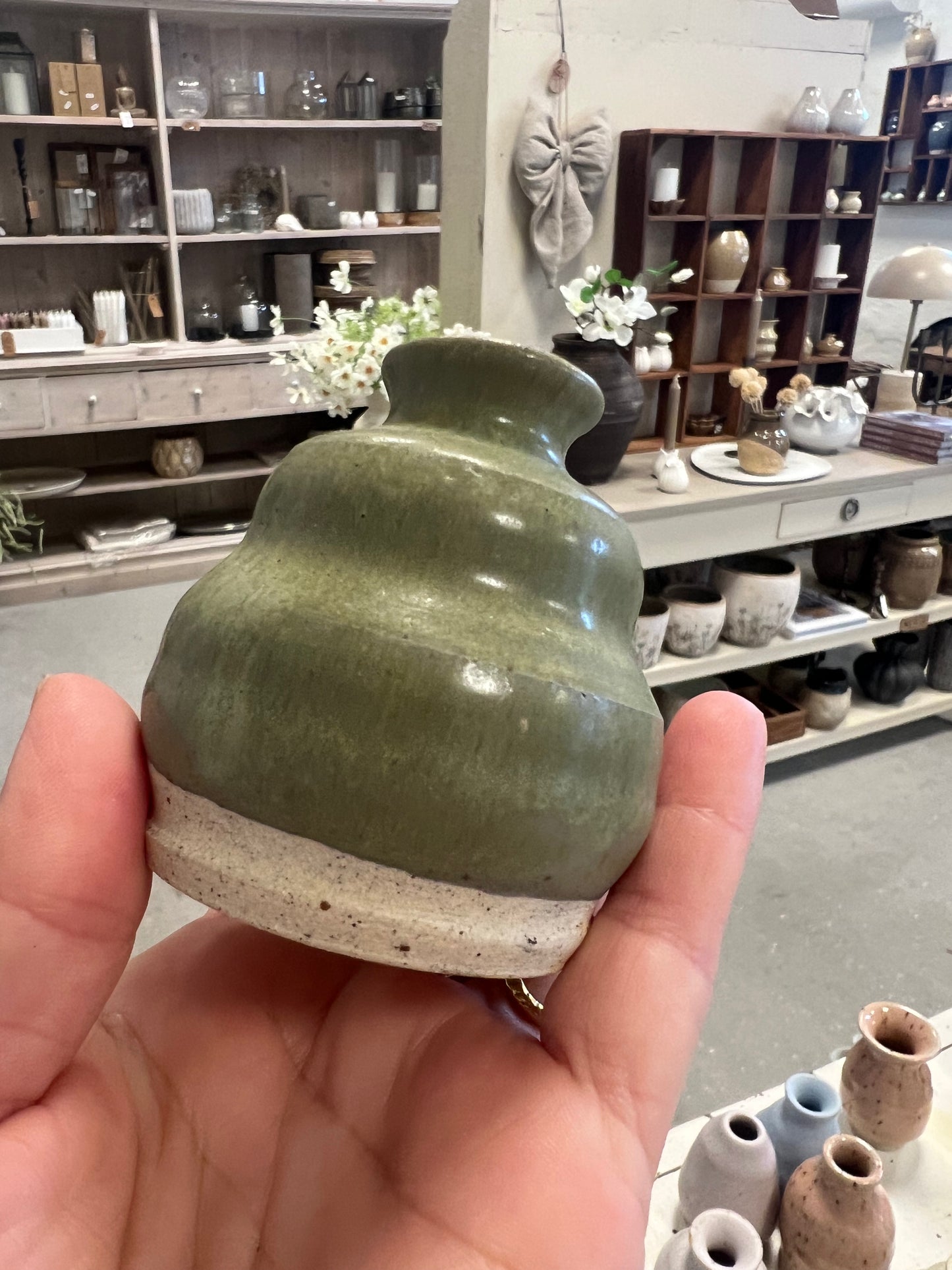 Lille keramik vase - Grøn