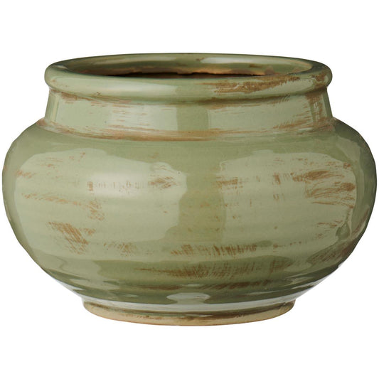 Grøn urtepotte skjuler I blank glasur fra Ib Laursen