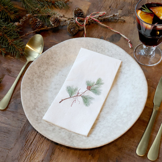 Serviet med julemotiv i hvid fra Chic Antique