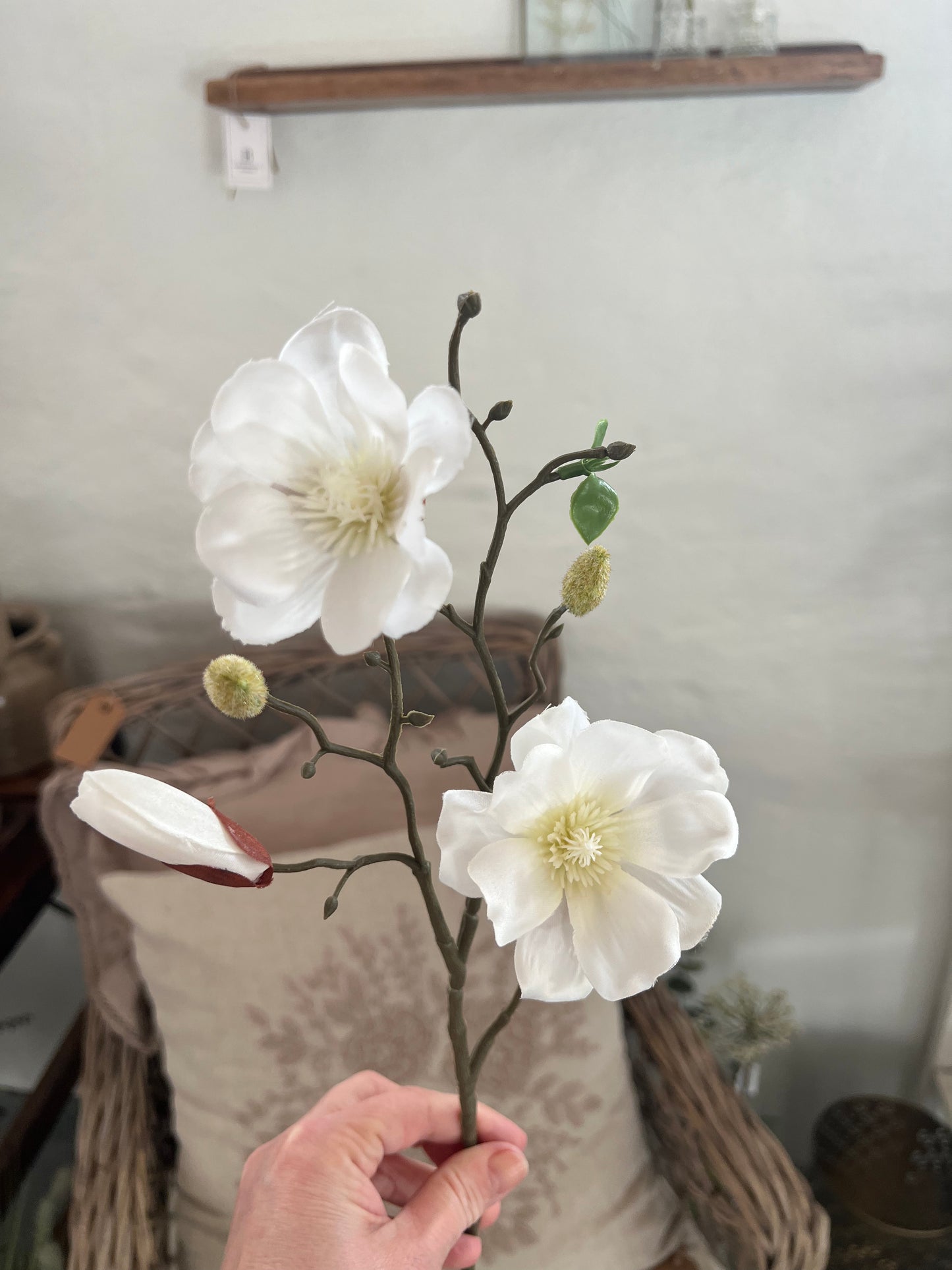 Kunstig Magnolia gren - Hvid