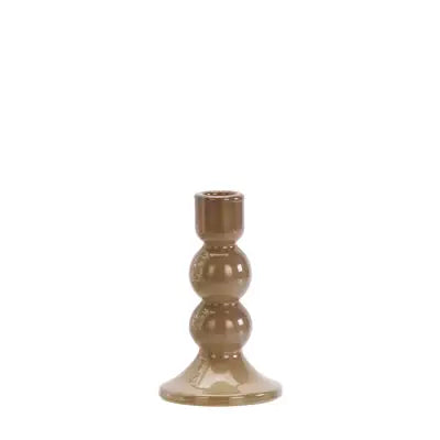 Glas lysestage i beige til bedelys fra Madam Stoltz