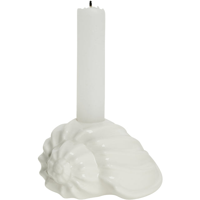 Lysestage i keramik der ligner en musling fra Lene Bjerre