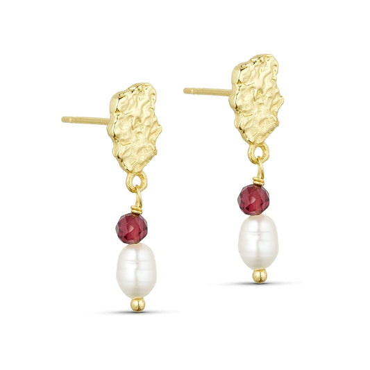 Stift øreringe i guld med perle fra Pure By Nat