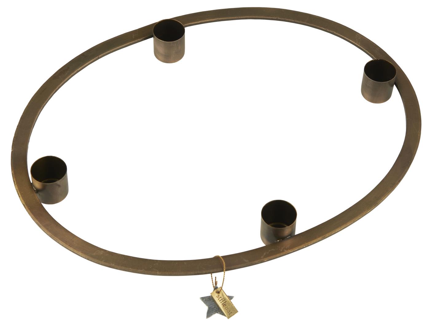 Oval adventskrans fra Ib Laursen i antik messing 