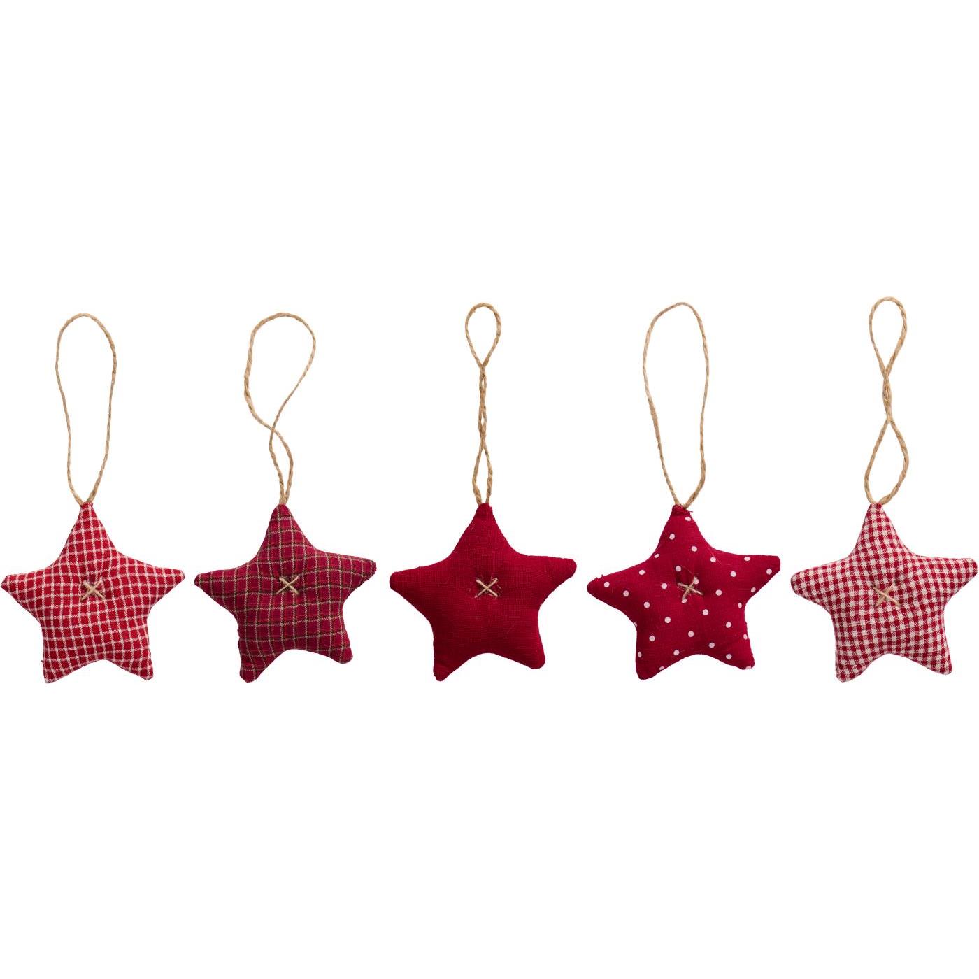 Stjerne i rød stof - fem varianter - Ib Laursen