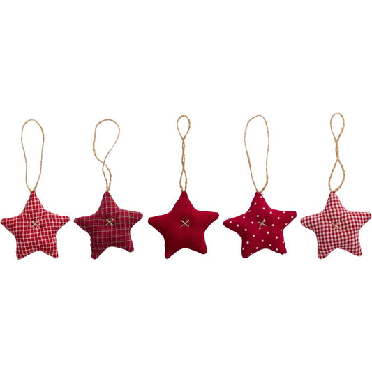 Stjerne i rød stof - fem varianter - Ib Laursen