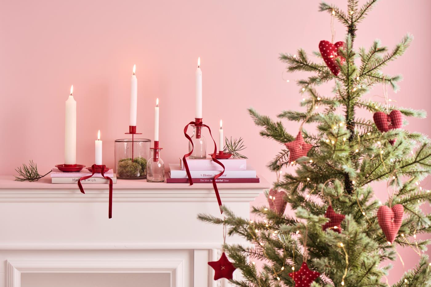 Stjerne i rød stof - fem varianter - Ib Laursen