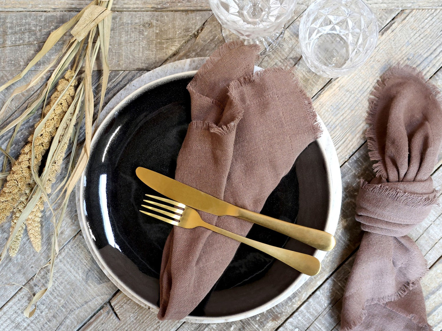 Stofserviet i brun fra Chic Antique