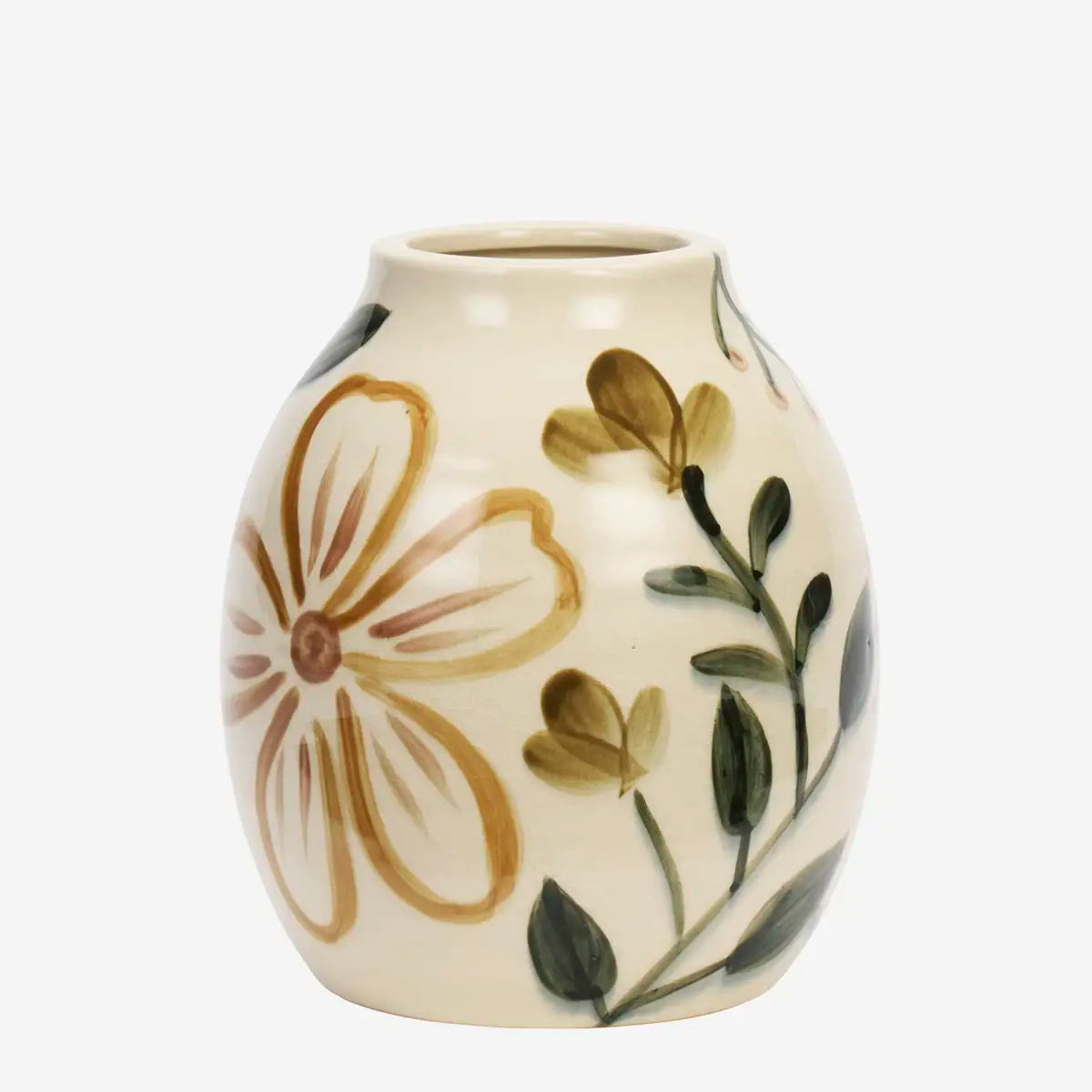 Vase med blomster i grøn og brun fra Madam stolts