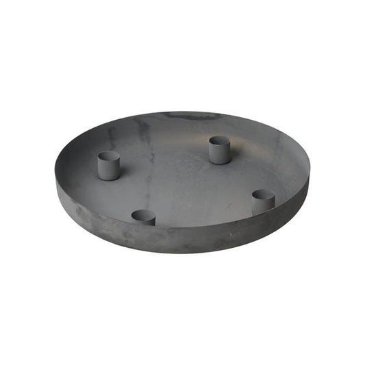 Zink lysestage med bakke og fire lysholdere Lauvring