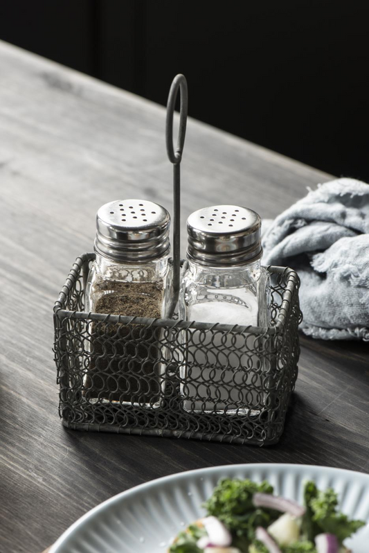 Salt og peber sæt med metal holder
