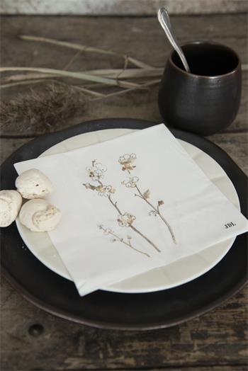 Hvide servietter med blomstermotiv
