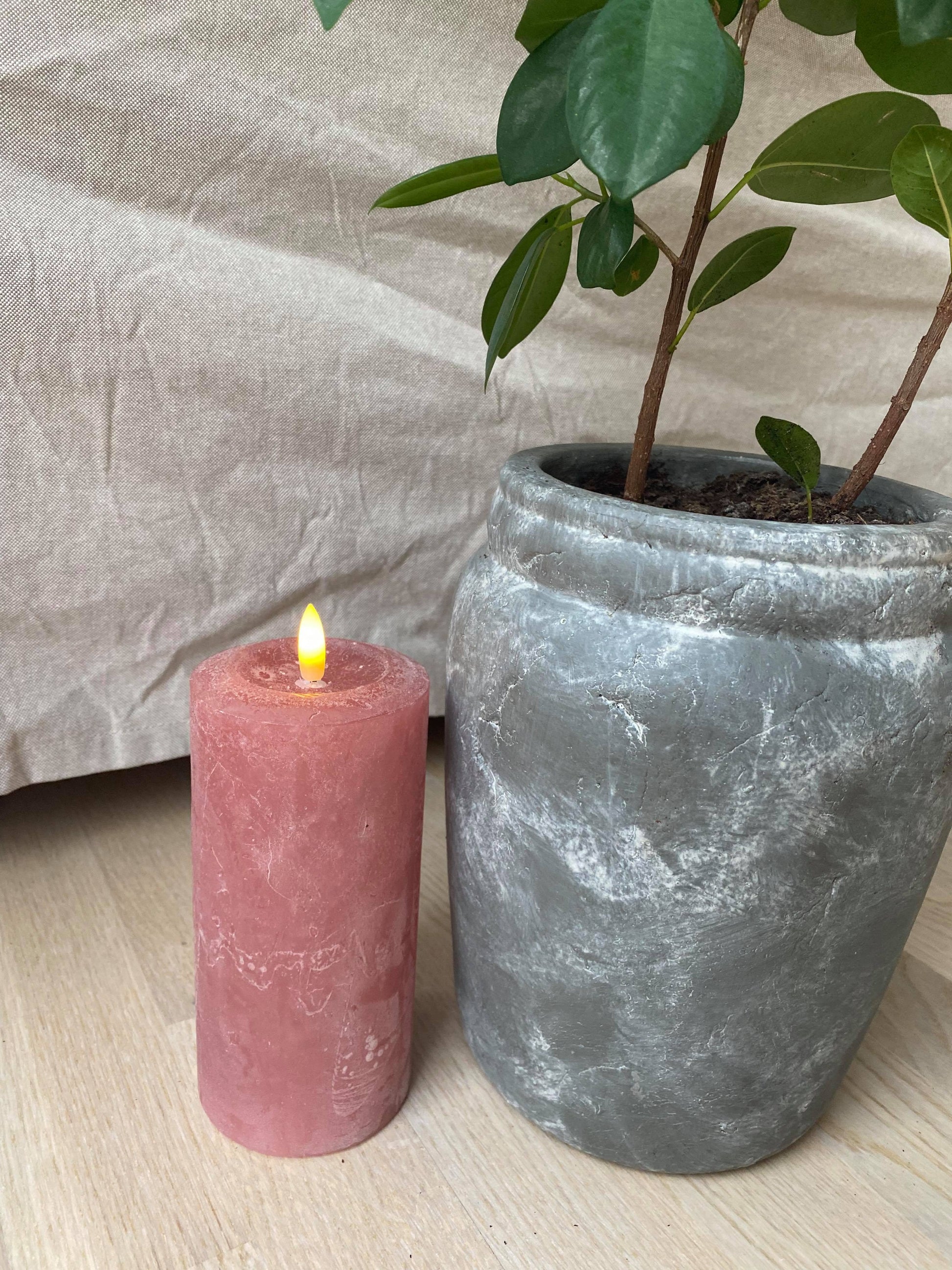 Stor led bloklys i rosa med timer
